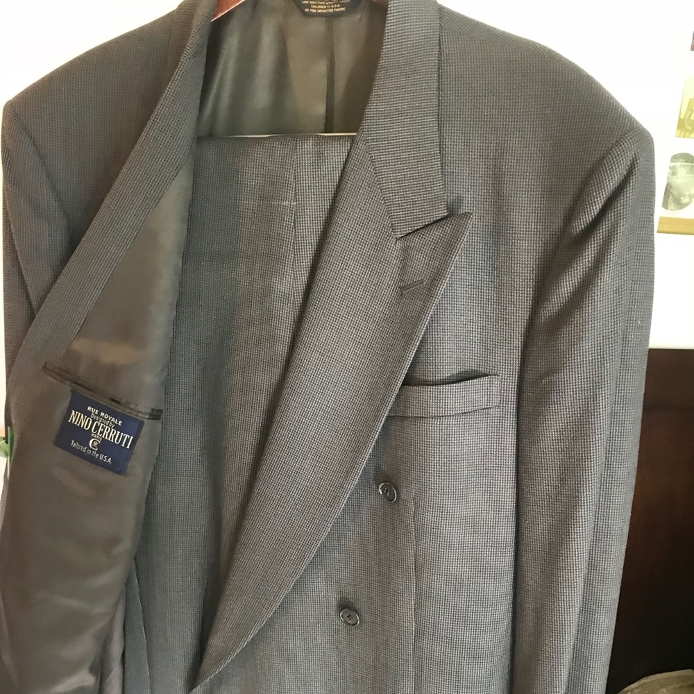 Nino Cerruti suit grey double breasted 46L